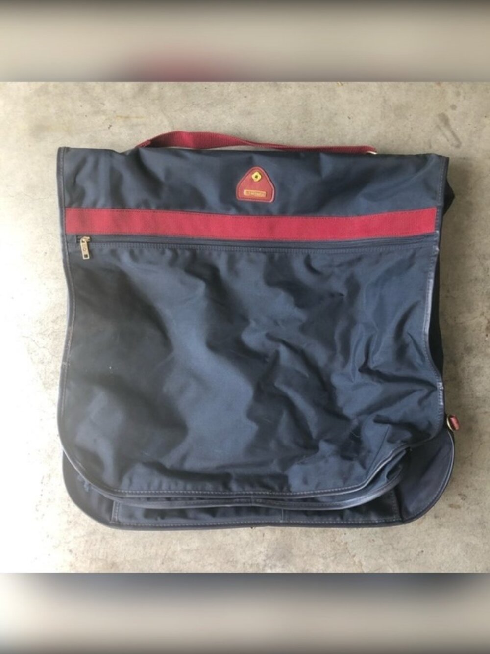 Vintage Samsonite Navy Blue Folding Garment Bag Travel Suit Carrier Retro